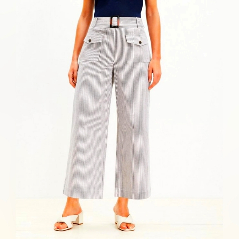 LOFT Tall Horn Buckle Wide Leg Pants Stripe